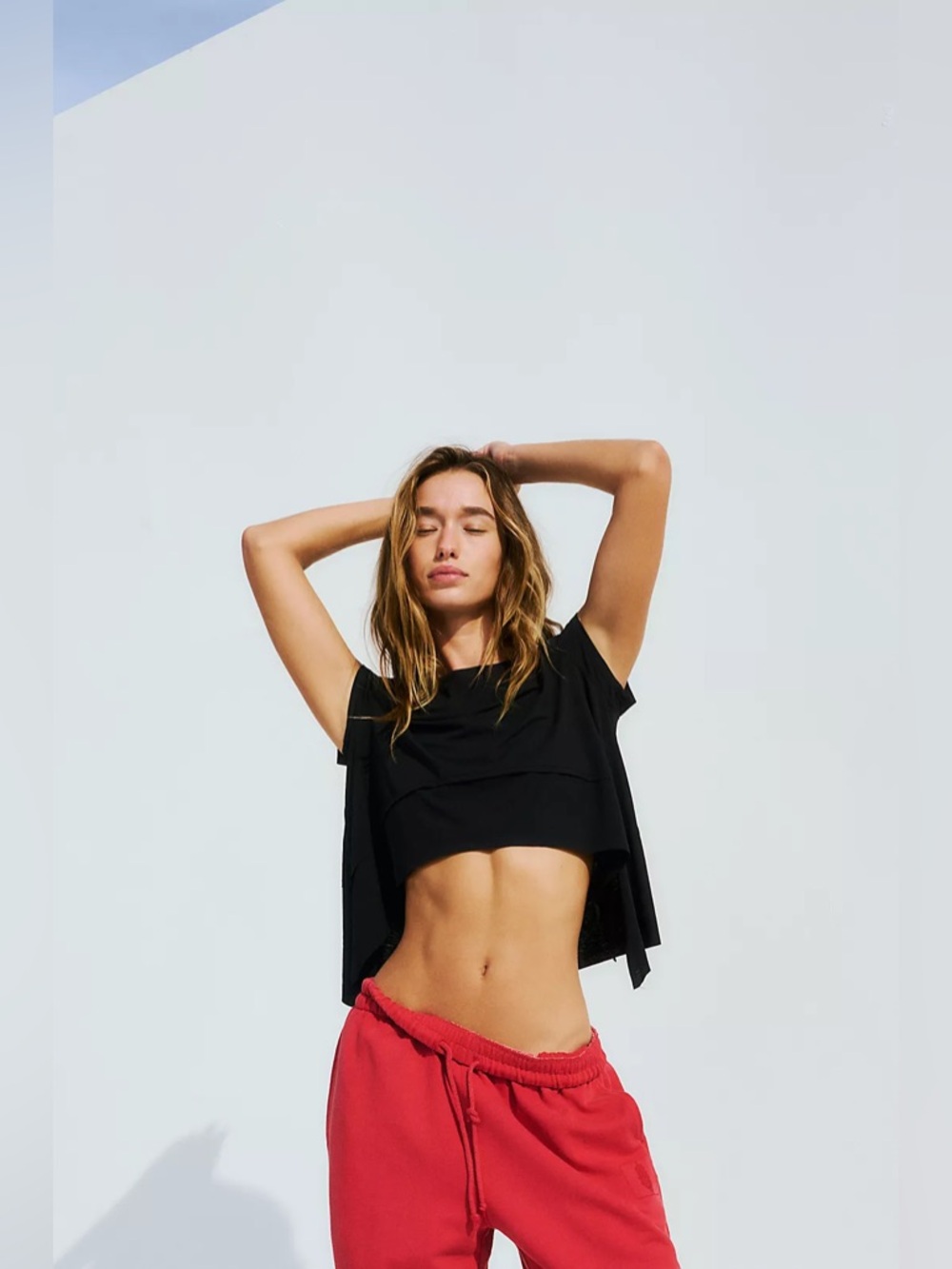 Free People Movement Tempo Short Sleeve Tee In Black